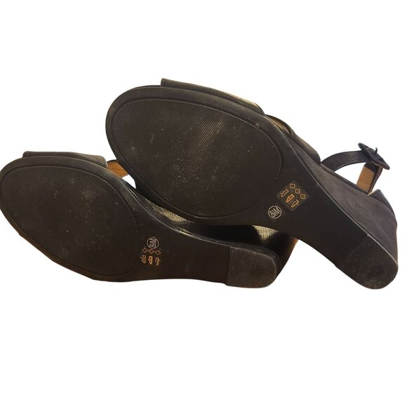 Chinese Laundry Women’s Size 8.5 Calais Black Wedge Sandals Ankle Strap Heels - Picture 9 of 10